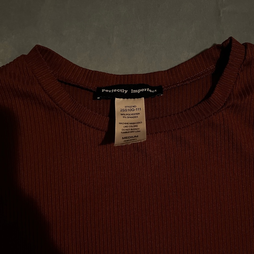 Terracotta Ribbed Short Sleeve Tee - Picture 2 of 2